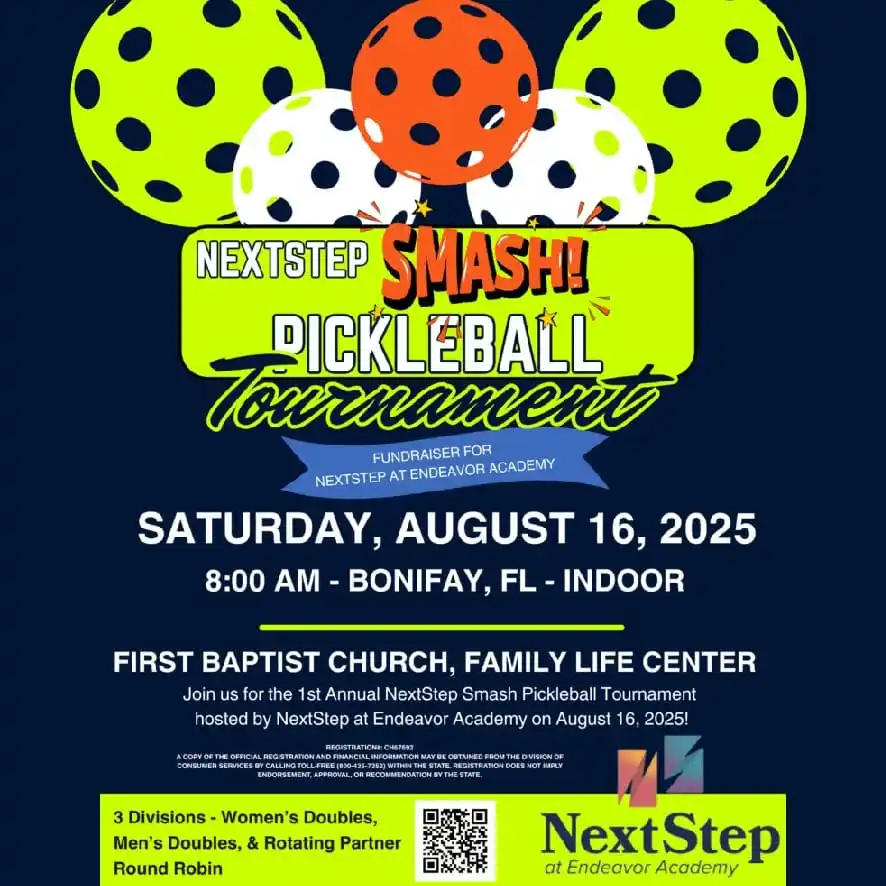 Image from Florida Pickleball Tournaments: ➡️ "NextStep Smash" Pickleball tournament in Bonifay, FL August 16, 20...