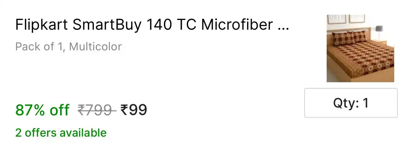 Image from 📢 AsliSKP x Hidden Discount Deals & Offers 🤑 🛍️: ❣️ Shopsy: Flipkart SmartBuy 140 TC Microfiber Double Printed Flat Bed...
