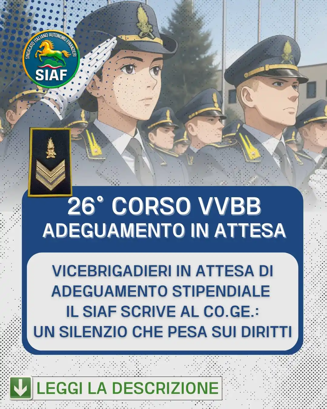Image from SIAF Sindacato Italiano Autonomo Finanzieri: ⚖️👮♂️ “Stesso grado, stessi doveri… ma non gli stessi diritti” ⏳ Il...