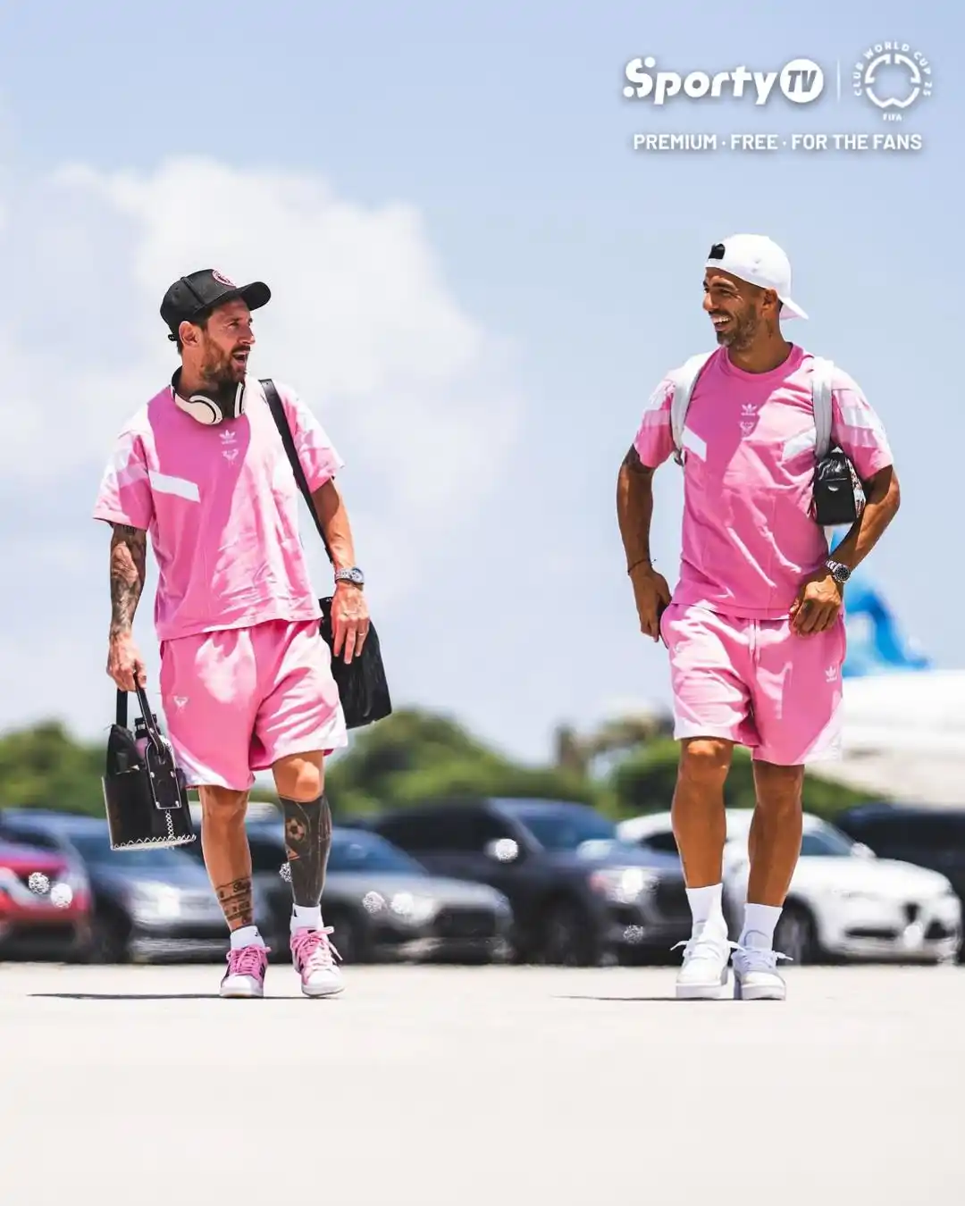Image from SportyTV: The GOATs are on their way for the second round. 🐐🧉...