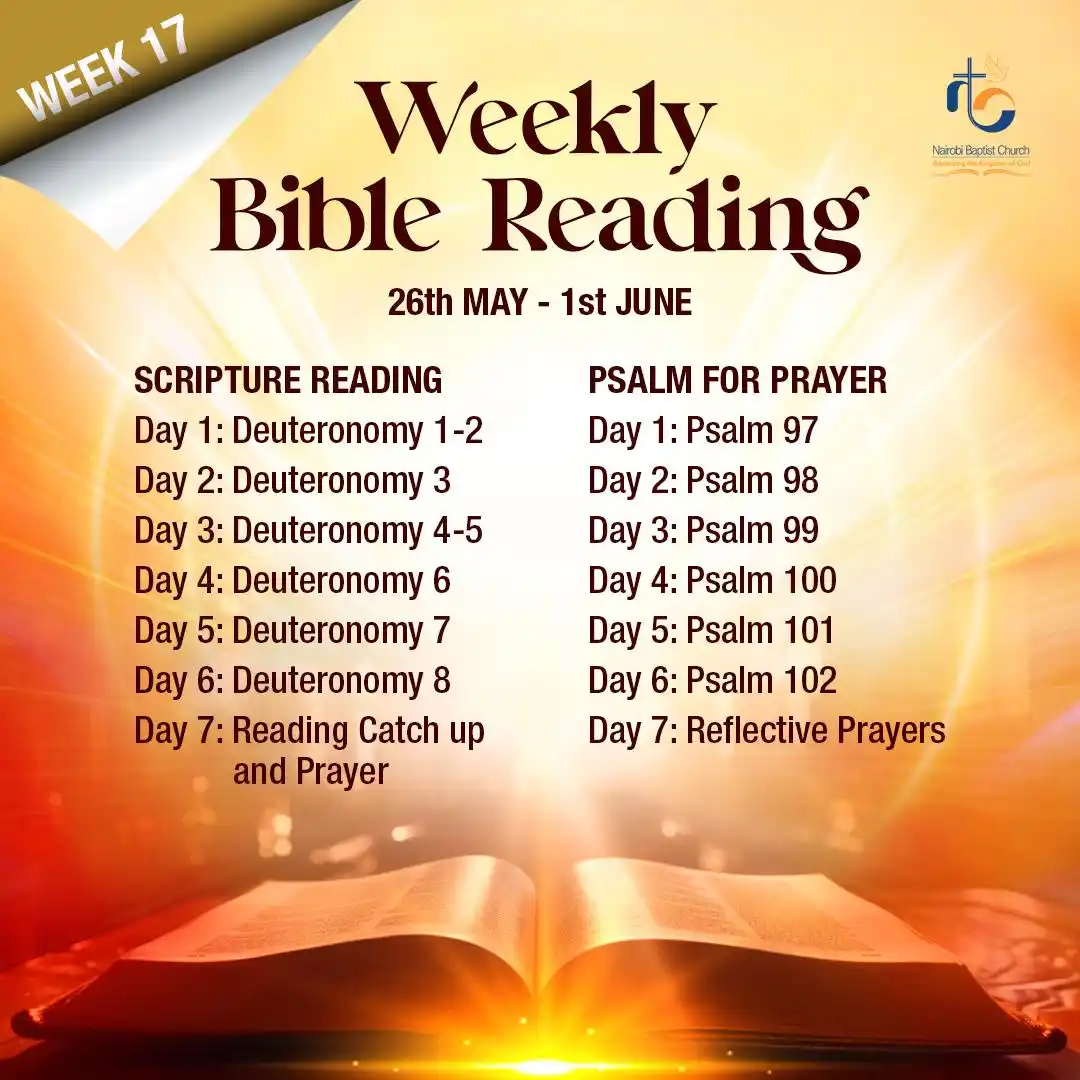 Image from Nairobi Baptist Church, Ngong Road: The Weekly Bible Reading for Week 17 , Have a Blessed and Fruitful Wee...