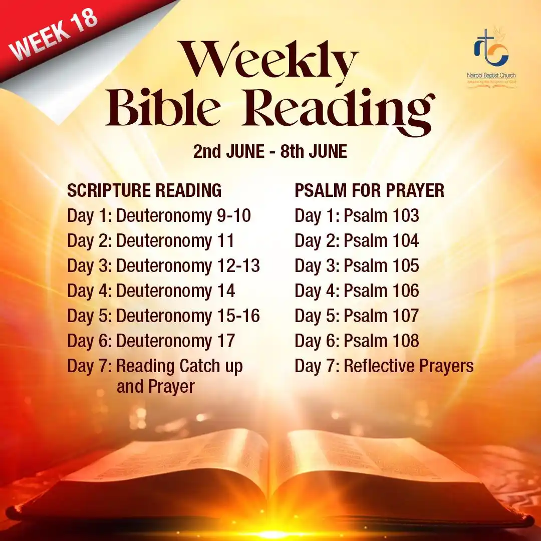 Image from Nairobi Baptist Church, Ngong Road: The Weekly Bible Reading for Week 18 , Have a Blessed and Fruitful Wee...