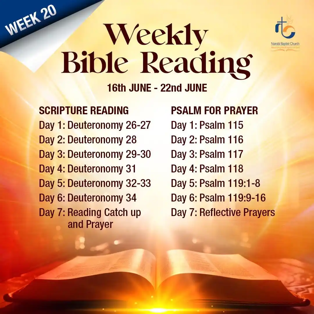 Image from Nairobi Baptist Church, Ngong Road: The Weekly Bible Reading for Week 20 , May God Minister you in a Speci...