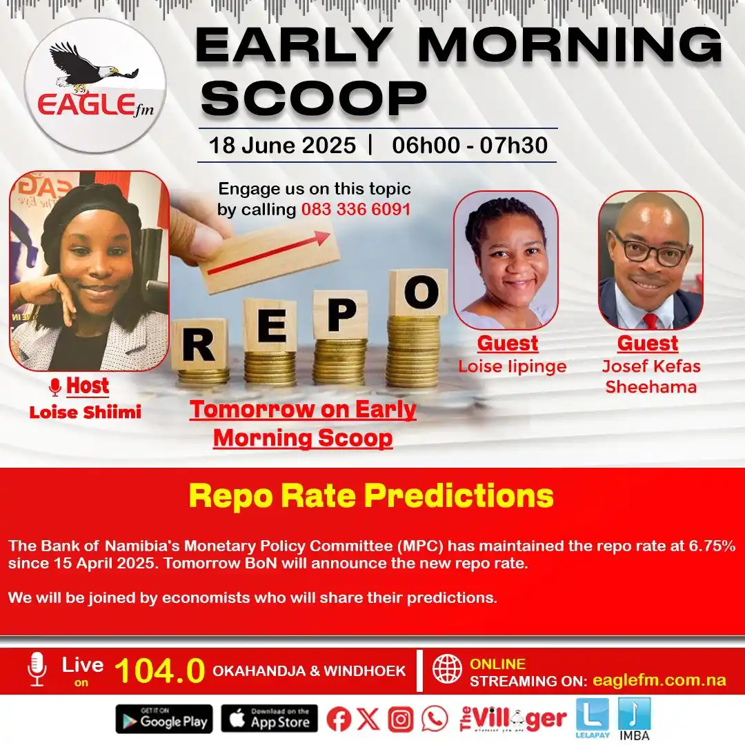 Image from Eagle Media House: Tomorrow on Early Morning Scoop Repo Rate Predictions The Bank of Na...