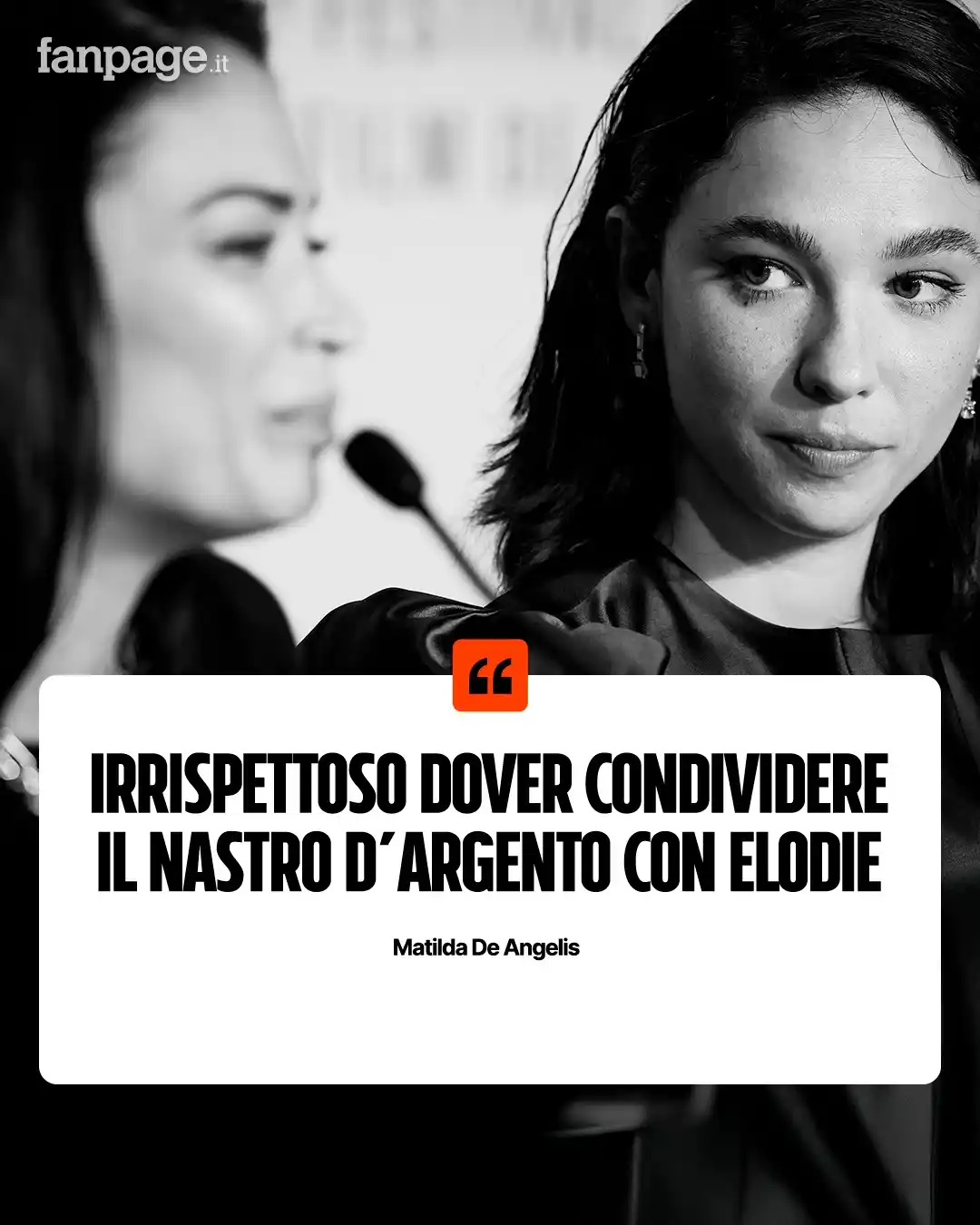 Image from Spettacolo Fanpage.it: *“Trovo irrispettoso dover condividere il Nastro d’argento con Elodie,...