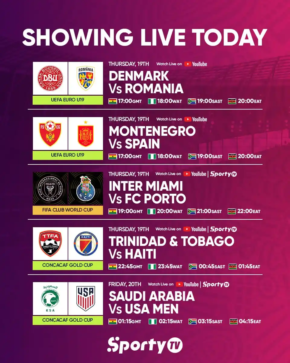 Image from SportyTV: What's LIVE on SportyTV today? 📺🔥 🇪🇺 UEFA U-19 Euro (x2) ⏳ 🇺🇸 F...