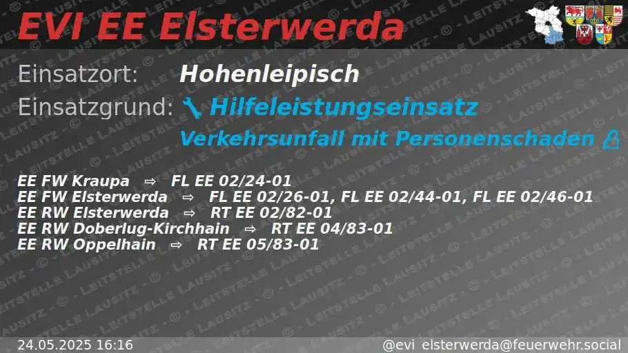 Image from Blaulichtreport Elbe-Elster: Zwischen Hohenleipisch und Gorden kollidierten drei Kradfahrer miteina...