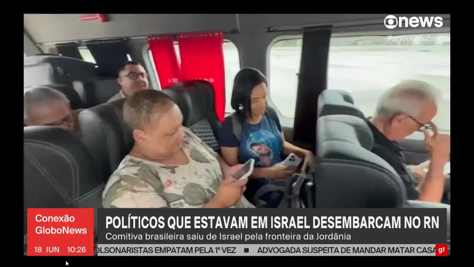 Image from GloboNews: A comitiva de políticos brasileiros que deixou Israel na última segund...
