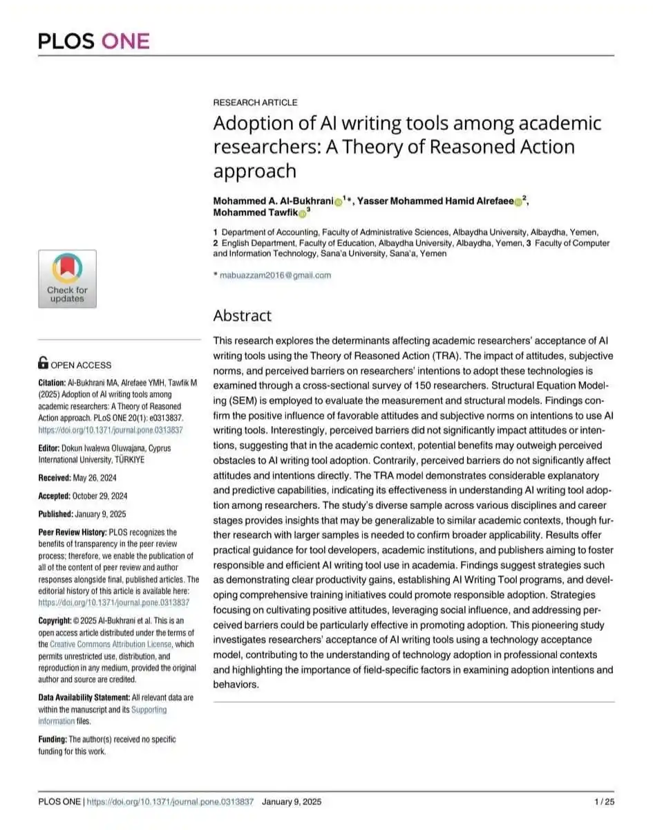 Image from World Scholarships 👩🏫 : *Adoption of AI writing tools among academic researchers: A Theory of ...