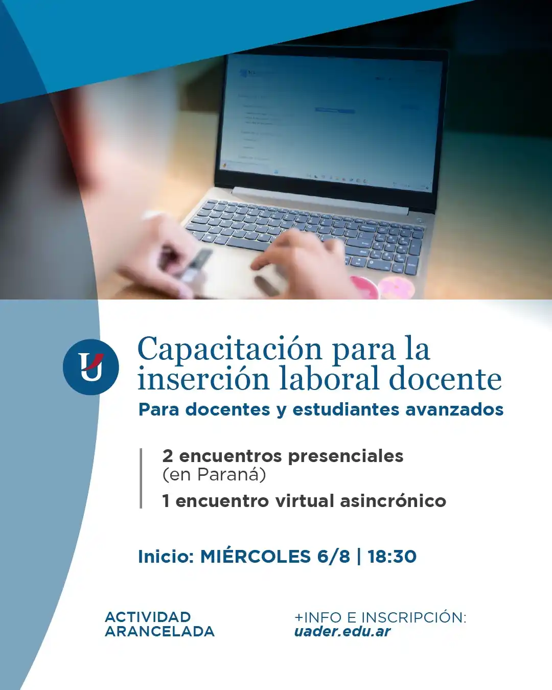 Image from UADER: *Capacitación para la Inserción Laboral Docente* ✅ La UADER propone u...