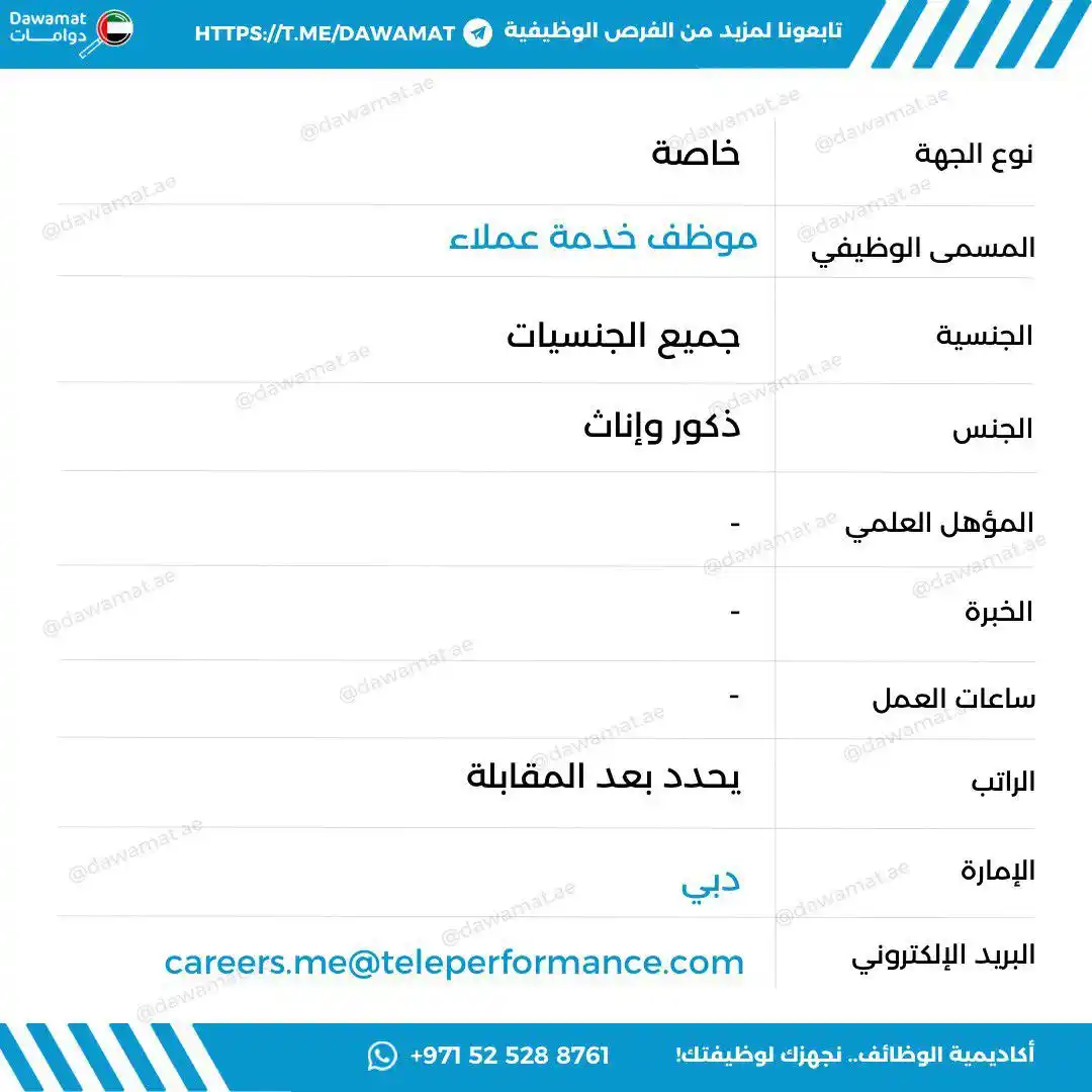Image from دوامات | Dawamat: careers.me@teleperformance.com...