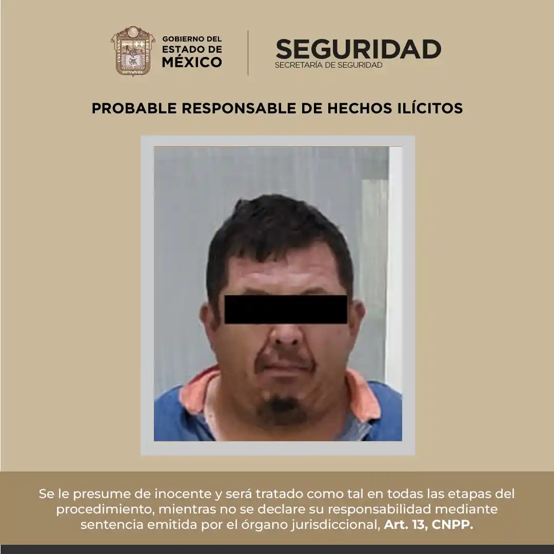 Image from Secretaría de Seguridad del Edomex : En Texcoco 📍, policías estatales y municipales detuvieron a un probab...