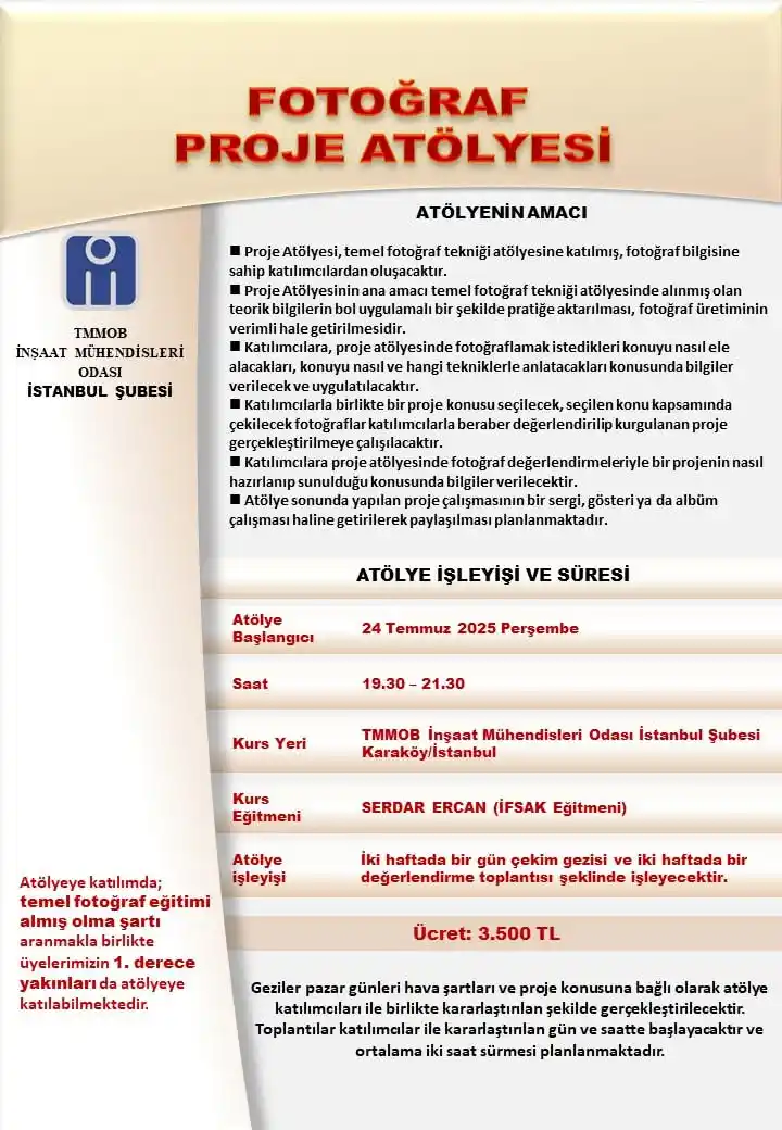 Image from İnşaat Mühendisleri Odası İstanbul Şubesi: FOTOĞRAF PROJE ATÖLYESİ-24 TEMMUZ 2025 Fotoğraf Proje Atölyesi 24 Temm...