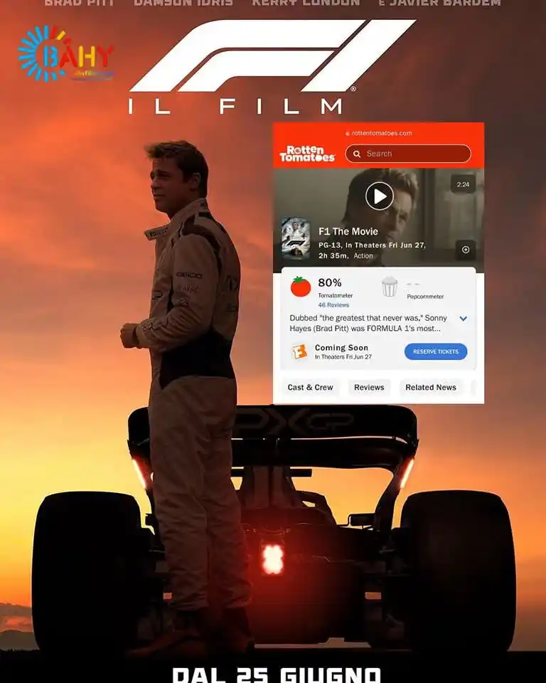 Image from Bahy Films: 🚨 فيلم "F1" من بطولة براد بيت يبدأ بتقييم 80% على Rotten Tomatoes. ت...