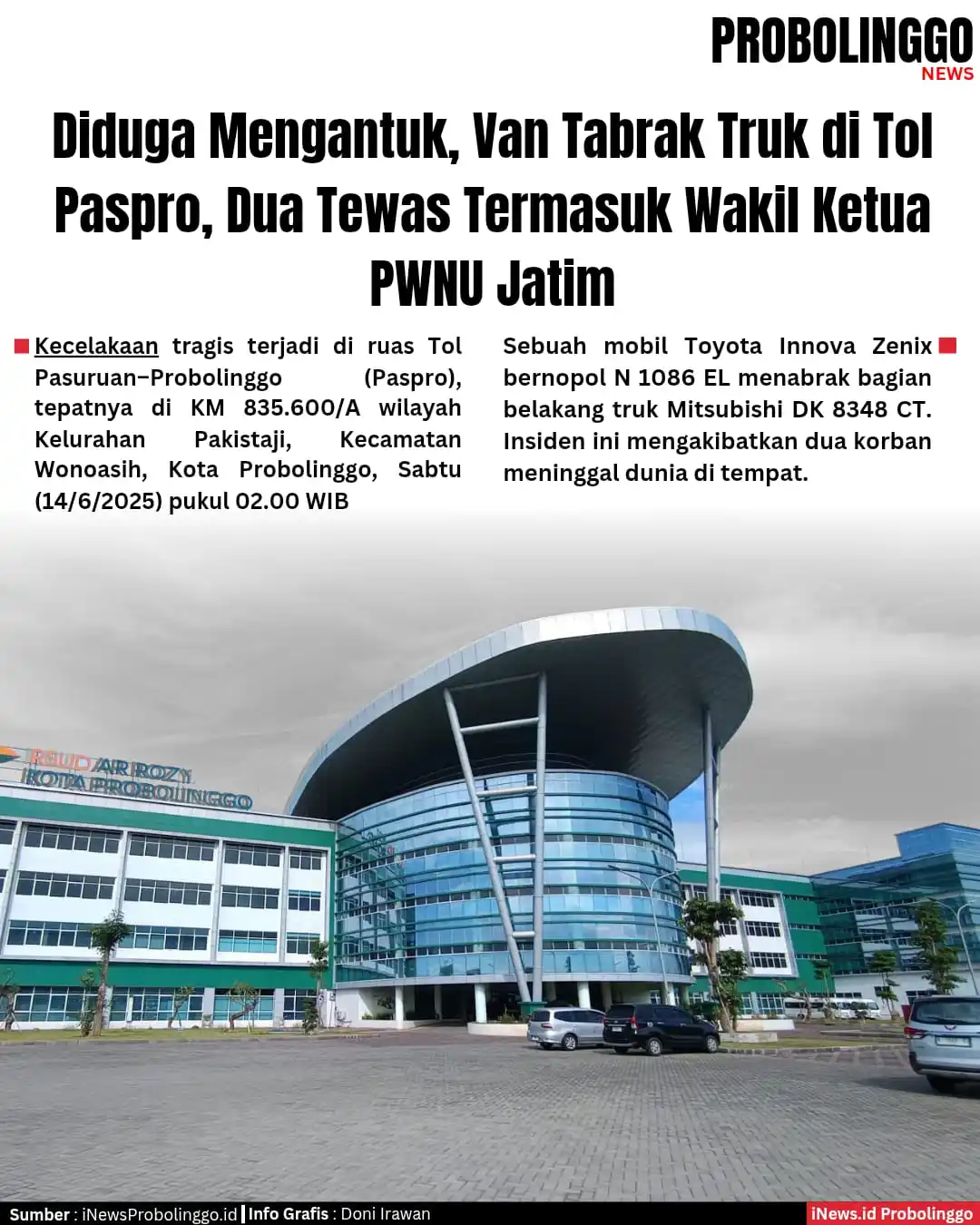 Image from iNewsProbolinggo.id: Kecelakaan tragis terjadi di ruas Tol Pasuruan–Probolinggo (Paspro), t...