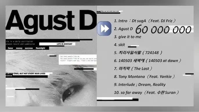 Image from 🍊MAndArinAs 🌳🥢Información: .. _La canción AgustD del Mixtape de Yoongi supero los 60M en spotify_...