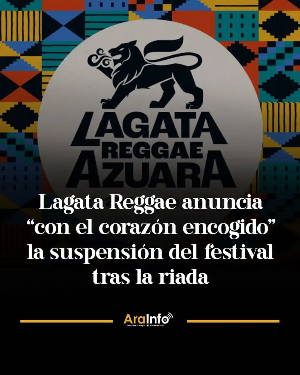 Image from ARAINFO: Lagata Reggae anuncia “con el corazón encogido” la suspensión del fest...