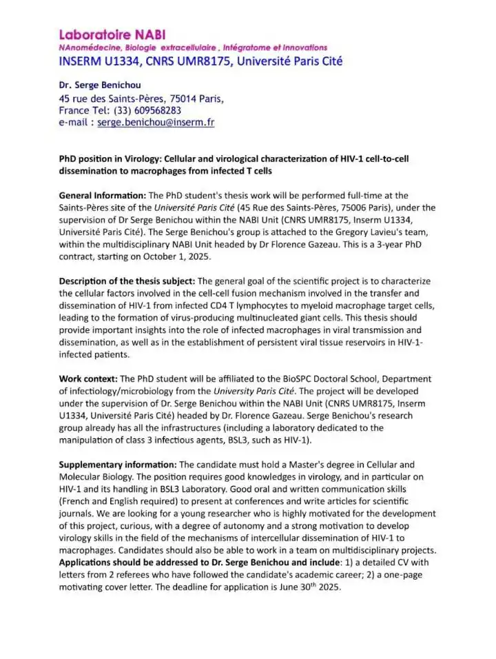 Image from World Scholarships 👩🏫 : *PhD position in Virology: Cellular and virological characterization o...