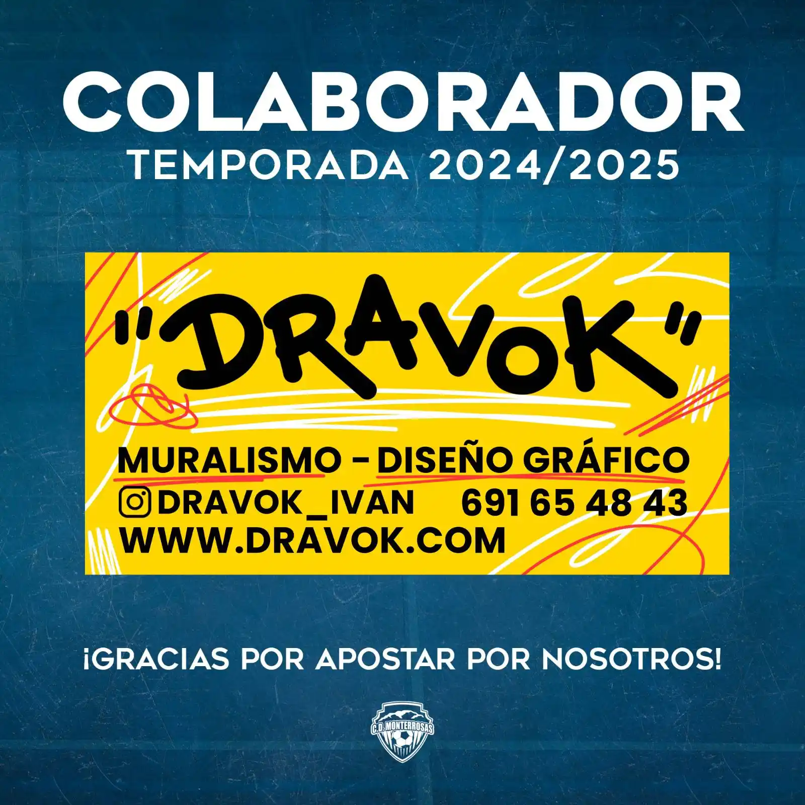 Image from CD MONTERROSAS: 🔵 RENOVACIÓN COLABORADOR ⚪️ ⚽ Dravok apuesta una temporada más por e...