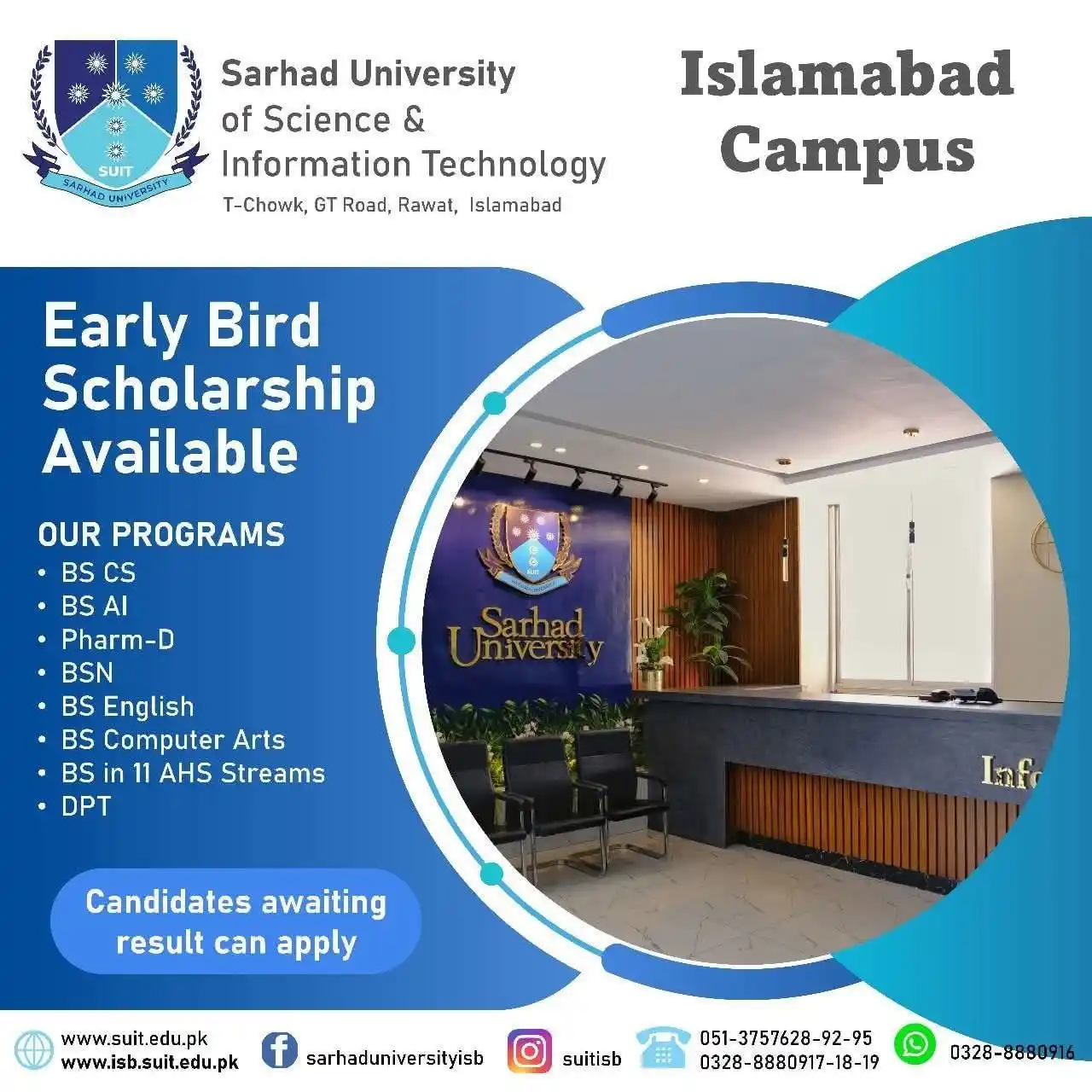 Image from Educational Updates 〽️: *⭕Sarhad University of Science & Information Technology, Islamabad Cam...