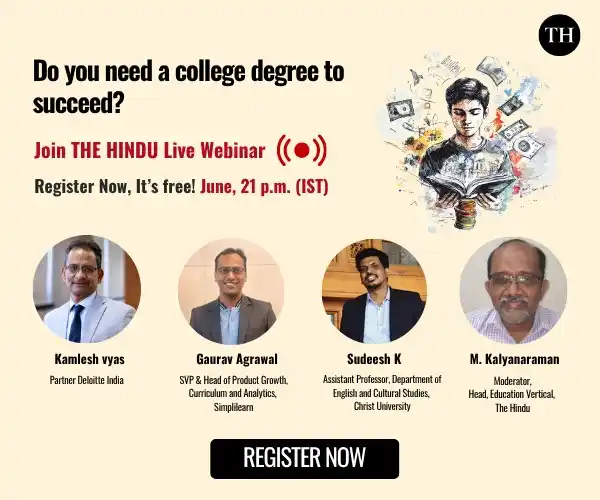Image from The Hindu News: The Hindu will host a live webinar, 'Do you really need a college degr...