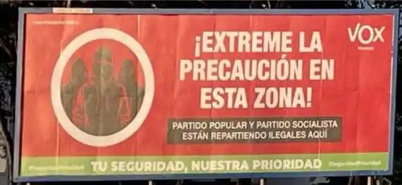 Image from ARAINFO: Vox lanza en Uesca otra campaña racista y xenófoba criminalizando a me...