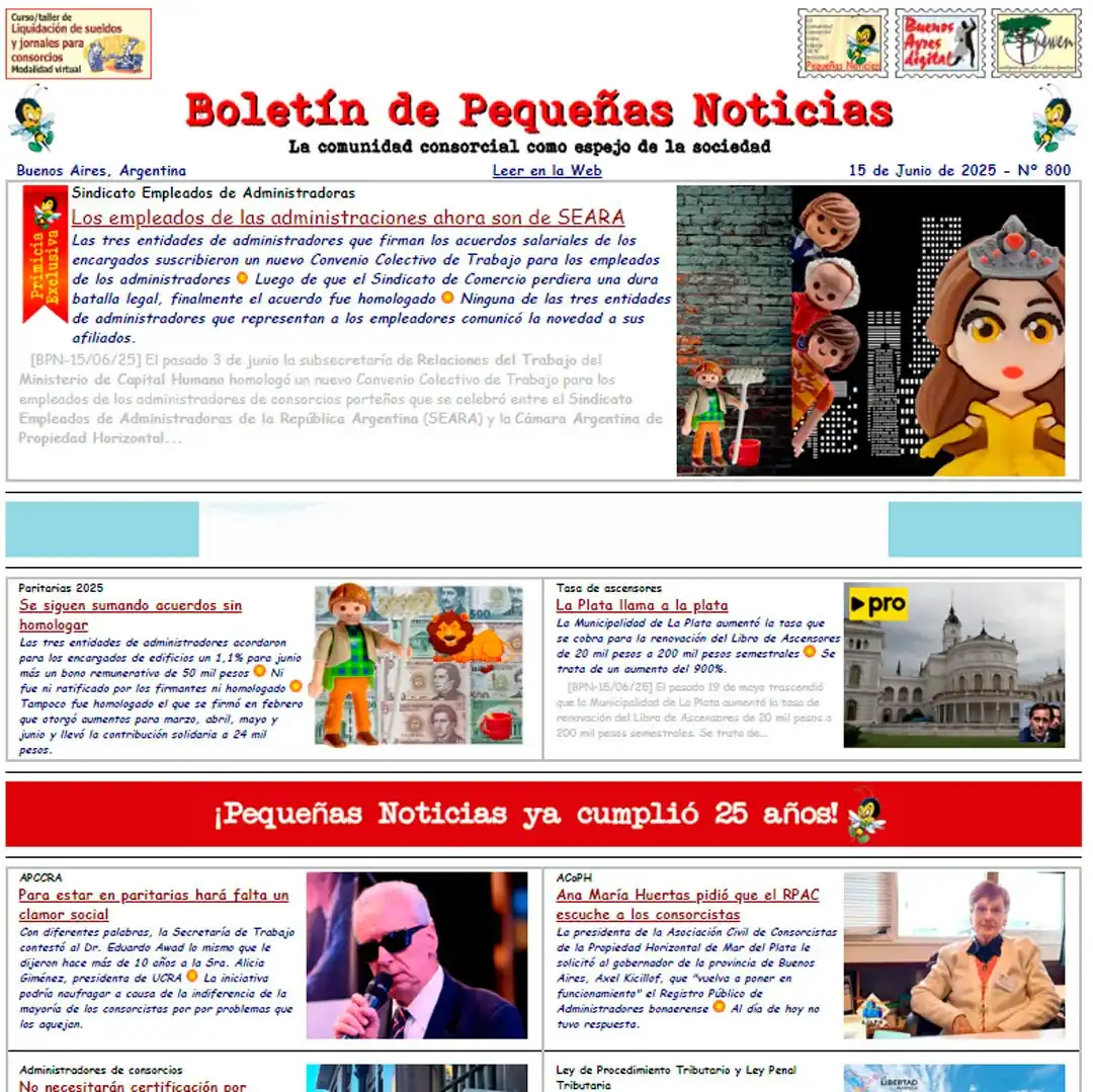 Image from Consorcios 360: ¡¡¡ Ya salió publicado el Boletín de Pequeñas Noticias Nº 802 con prim...