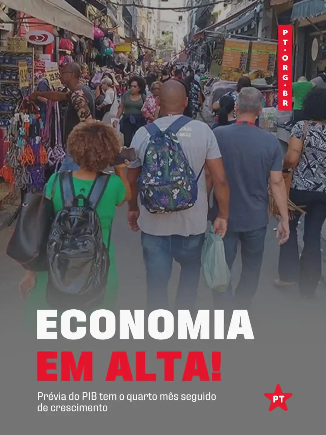 Image from PT - Partido dos Trabalhadores: 📈A prévia do PIB registrou o quarto mês seguido de crescimento, super...