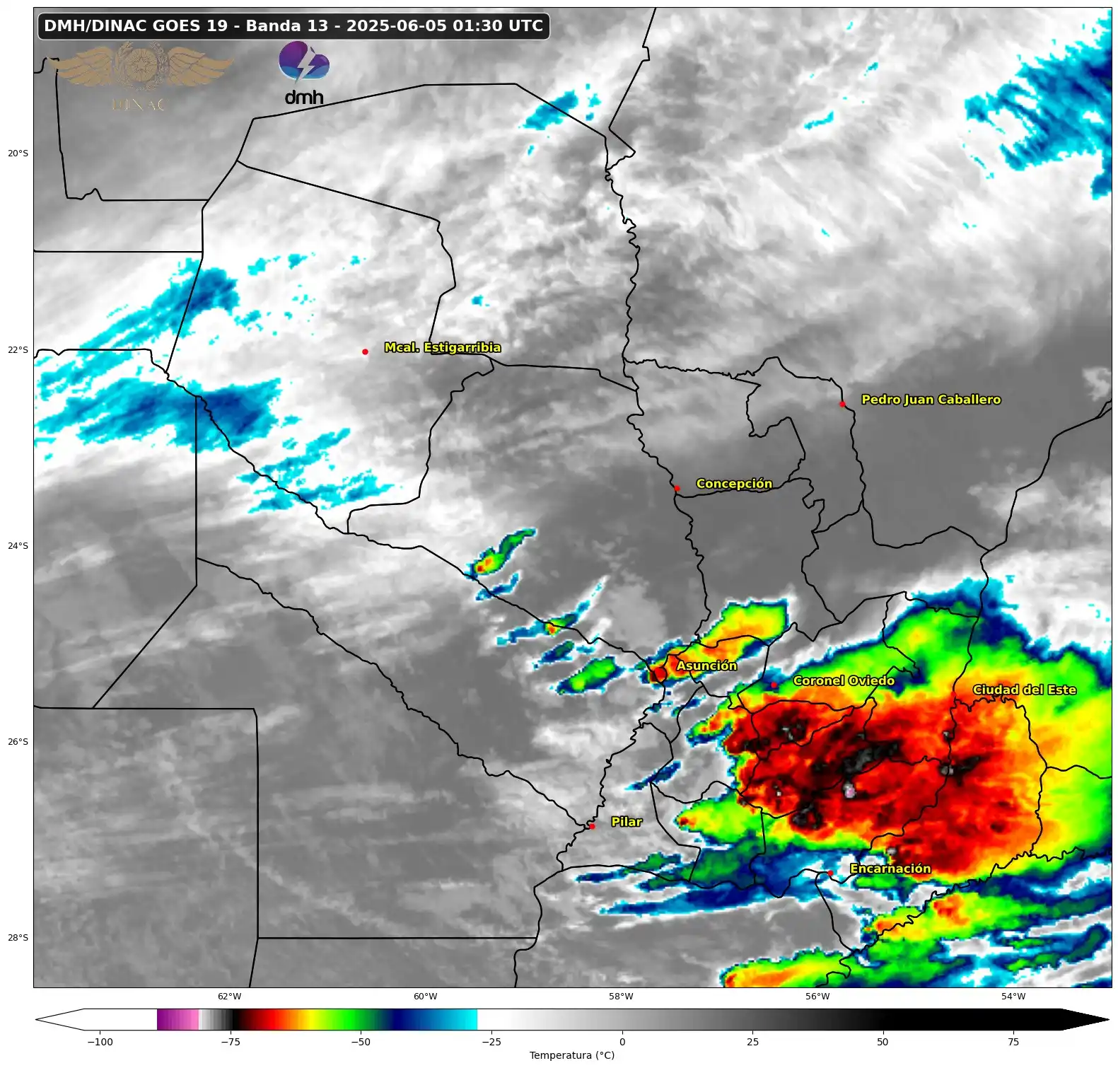 Image from Meteorología Encarnación: Actualización del aviso meteorológico | Núcleos de tormentas fuertes a...