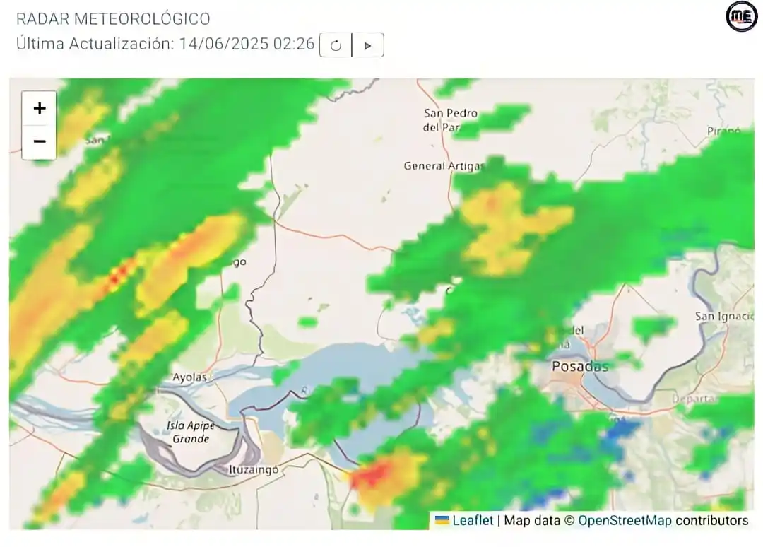 Image from Meteorología Encarnación: Actualización del aviso meteorológico | Núcleos de tormentas se encuen...