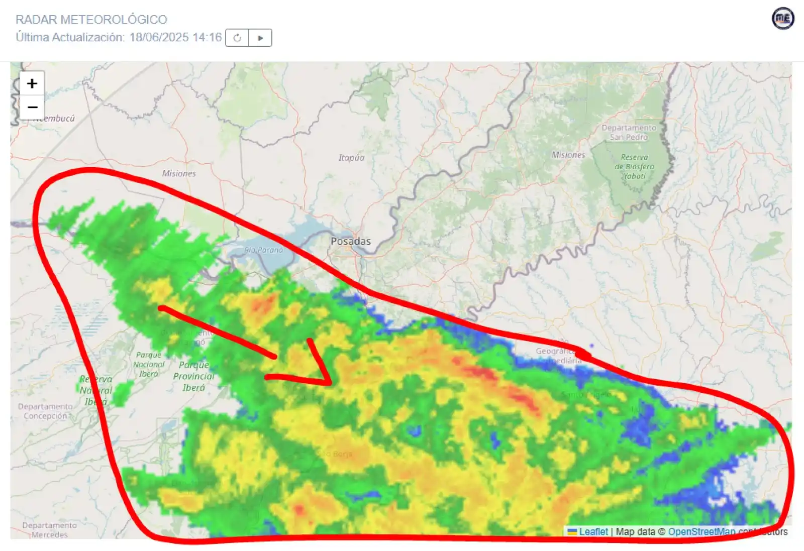 Image from Meteorología Encarnación: Actualización del tiempo | Y sigue ahí el área inestable, no se movió ...