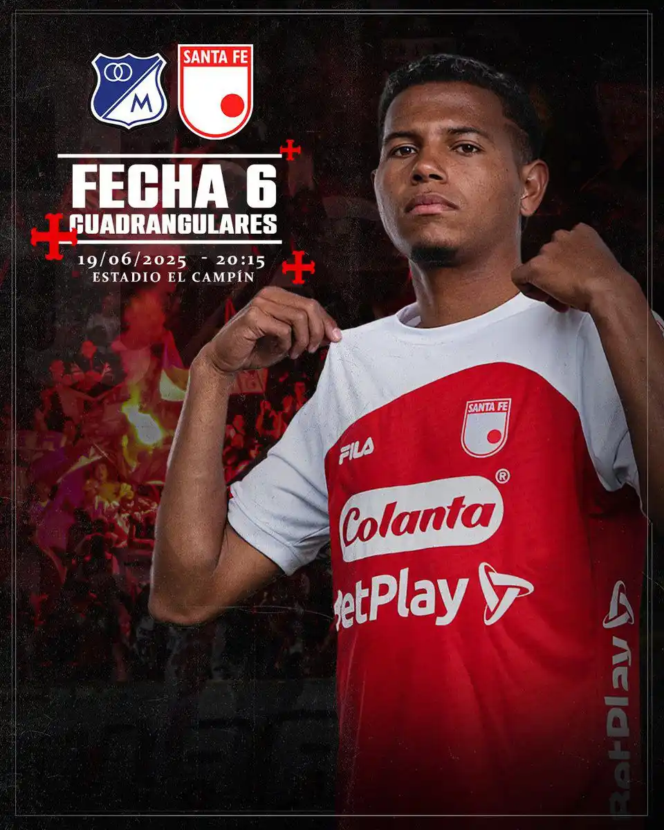 Image from Independiente Santa Fe 🇮🇩: ¡Agéndate León 🦁!  🏆 Fecha 6 - Grupo B 🆚 Millonarios  🗓 Jueves 19 ...