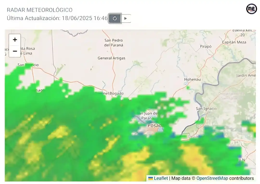 Image from Meteorología Encarnación: Aviso meteorológico | Áreas de lluvias van afectando a Encarnación y a...