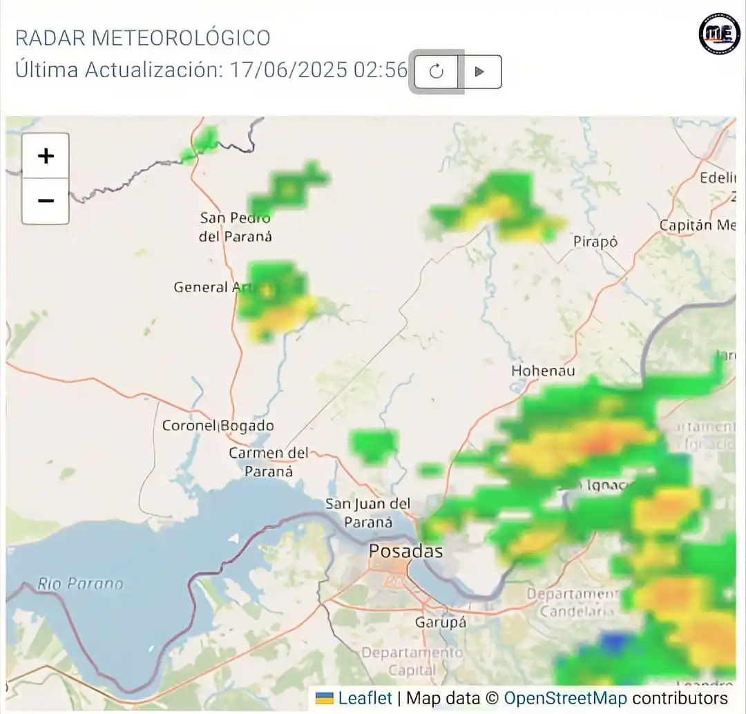 Image from Meteorología Encarnación: Aviso meteorológico | Áreas de lluvias y tormentas se forman en Itapúa...