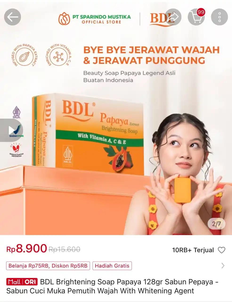 Image from Racun Shopee Receh: BDL Brightening Soap Papaya 128gr Sabun Pepaya - Sabun Cuci Muka Pemut...