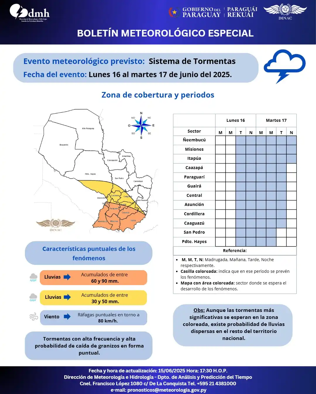 Image from Meteorología Encarnación: 🔊 Boletín Meteorológico Especial por sistema de tormentas. Durante l...
