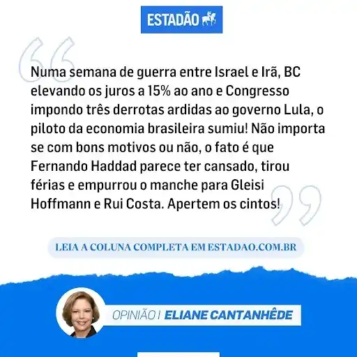 Image from ESTADÃO | Notícias do Brasil e do mundo: *Como negociação técnica não funciona, Haddad passou o manche para Gle...