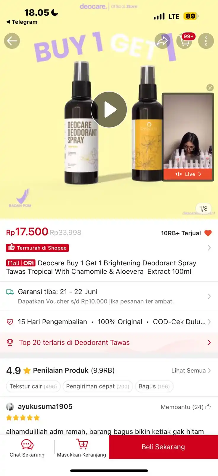 Image from KODE VOUCHER SHOPEE 🥳 DANA KAGET SHOPEE THR: Dapat 2 deo Temukan Deocare Buy 1 Get 1 Brightening Deodorant Spray Ta...