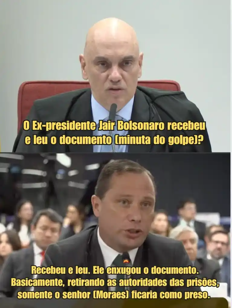 Image from PT - Partido dos Trabalhadores: Diante da Justiça — e com Bolsonaro sentado atrás dele —, Mauro Cid nã...