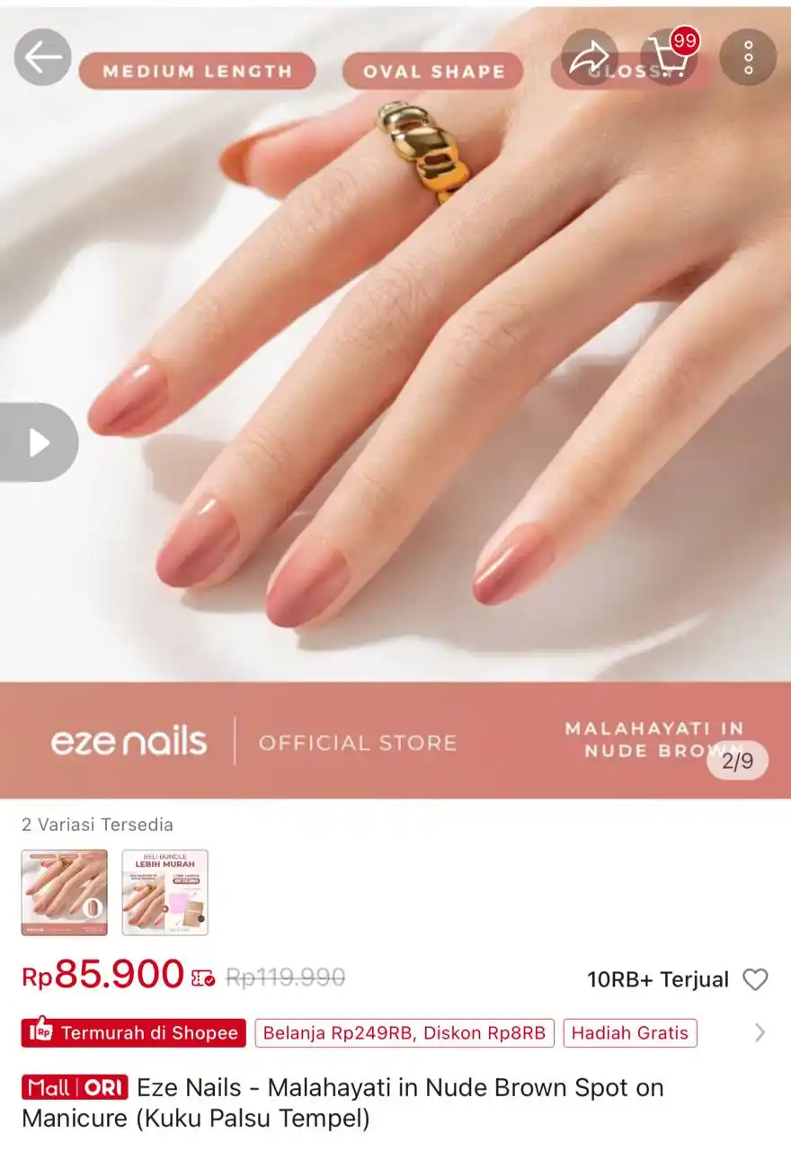 Image from Racun Shopee Receh: Eze Nails - Malahayati in Nude Brown Spot on Manicure (Kuku Palsu Temp...