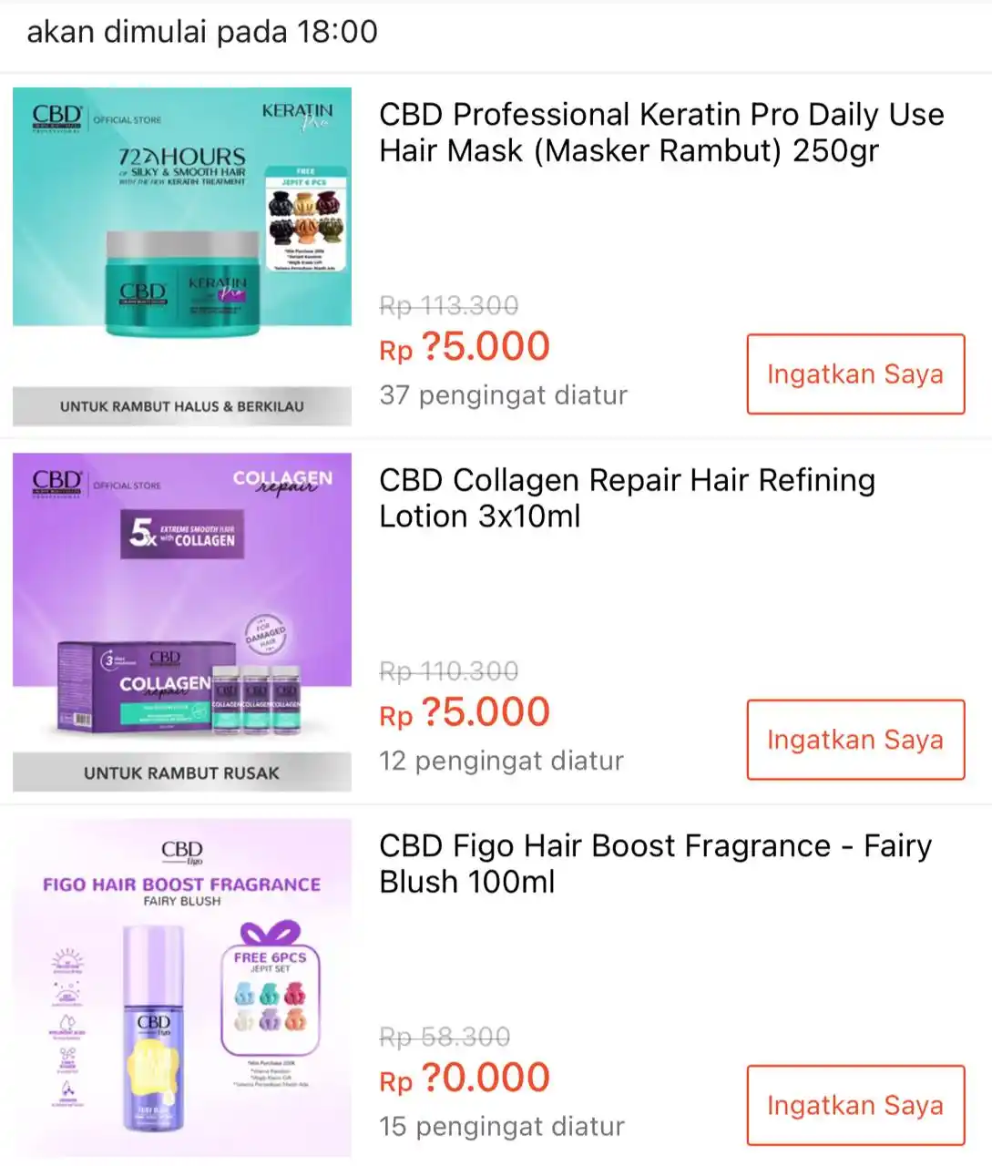 Image from Racun Shopee Receh: Flash Sale CBD⚡️ ⏰ 18:00 WIB   💰 Rp35.000 CBD Professional Keratin Pr...