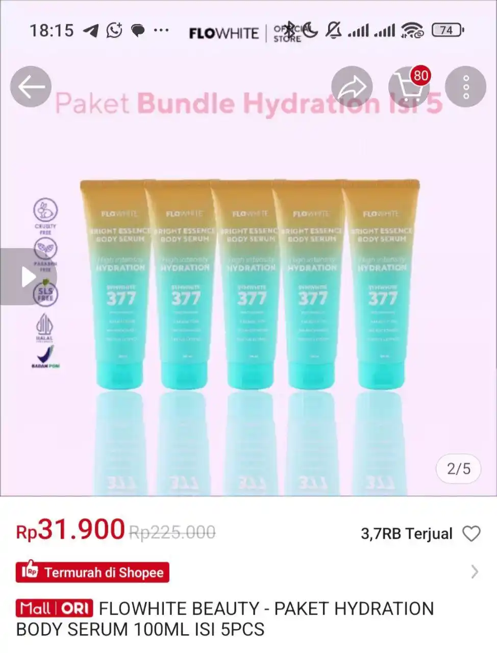Image from Racun Shopee Receh: FLOWHITE BEAUTY - PAKET HYDRATION BODY SERUM 100ML ISI 5PCS https://s....