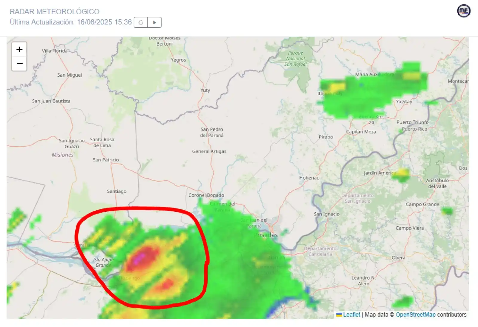Image from Meteorología Encarnación: Granizos | ¿Observas el lila en la imagen de radar? Ese color indica g...