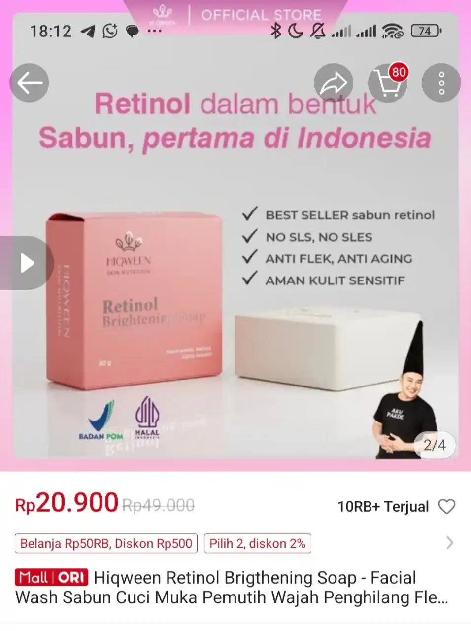 Image from Racun Shopee Receh: Hiqween Retinol Brigthening Soap - Facial Wash Sabun Cuci Muka Pemutih...