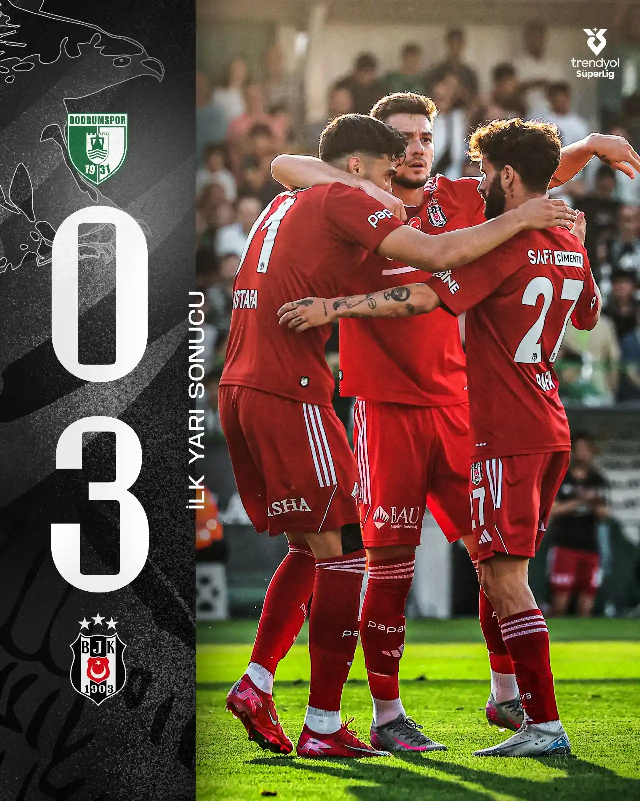 Image from Beşiktaş JK: İLK YARI SONUCU | İlk yarıda 3-0 öndeyiz.  <a class="text-blue-500 hov...