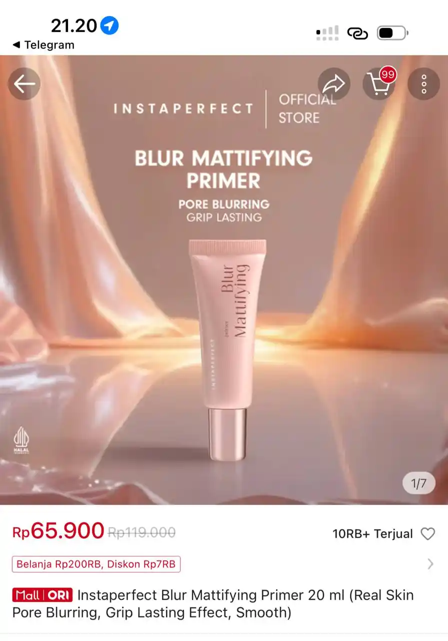 Image from Racun Shopee Receh: Instaperfect Blur Mattifying Primer 20 ml (Real Skin Pore Blurring, Gr...