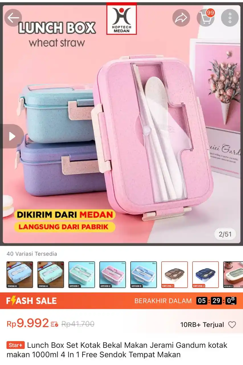 Image from Racun Shopee Receh: Lunch Box Set Kotak Bekal Makan Jerami Gandum kotak makan ​1000ml 4 In...