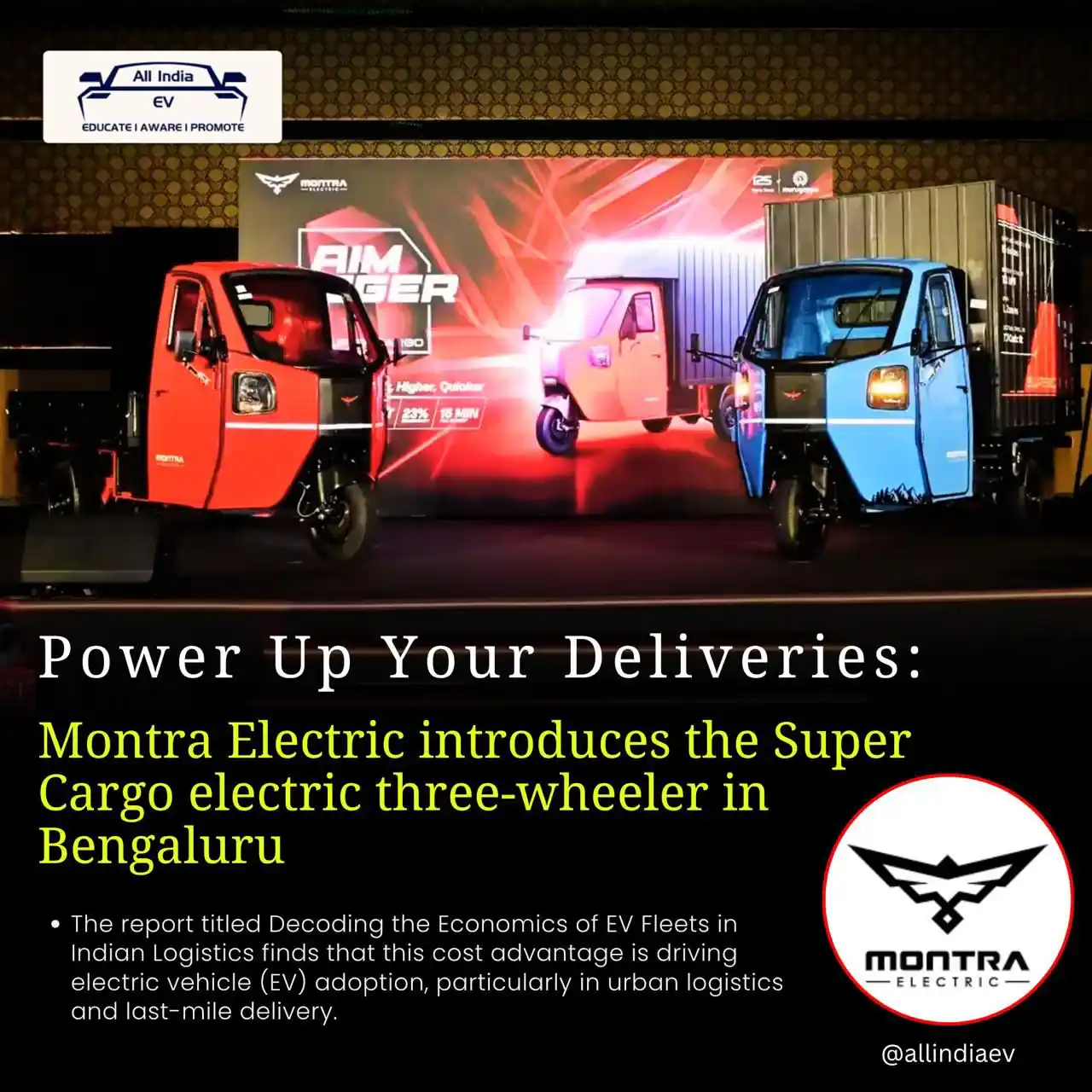 Image from All India EV: 🚛⚡ 𝐌𝐨𝐧𝐭𝐫𝐚 𝐄𝐥𝐞𝐜𝐭𝐫𝐢𝐜 𝐋𝐚𝐮𝐧𝐜𝐡𝐞𝐬 𝐇𝐢𝐠𝐡-𝐏𝐞𝐫𝐟𝐨...