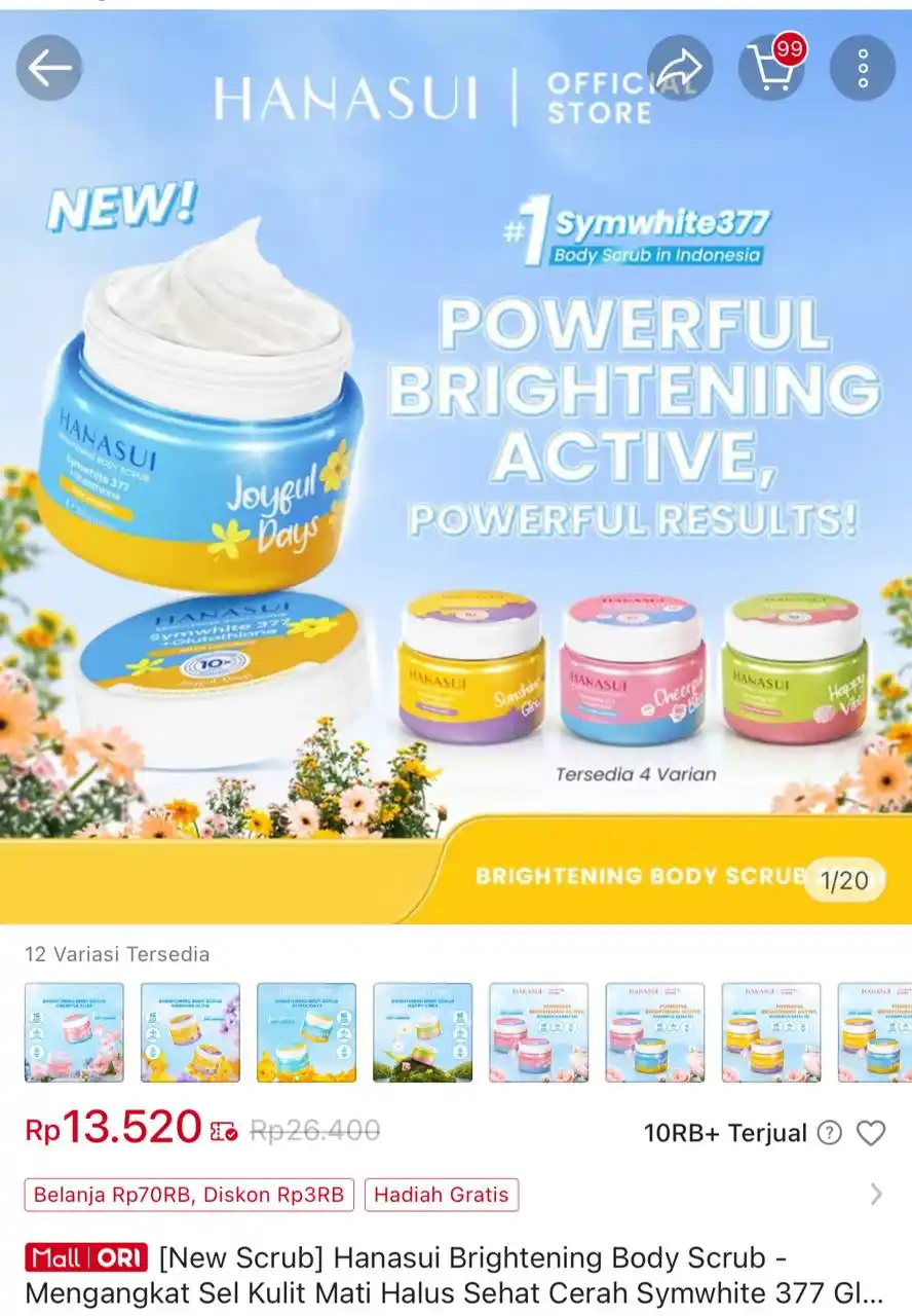 Image from Racun Shopee Receh: [New Scrub] Hanasui Brightening Body Scrub - Mengangkat Sel Kulit Mati...