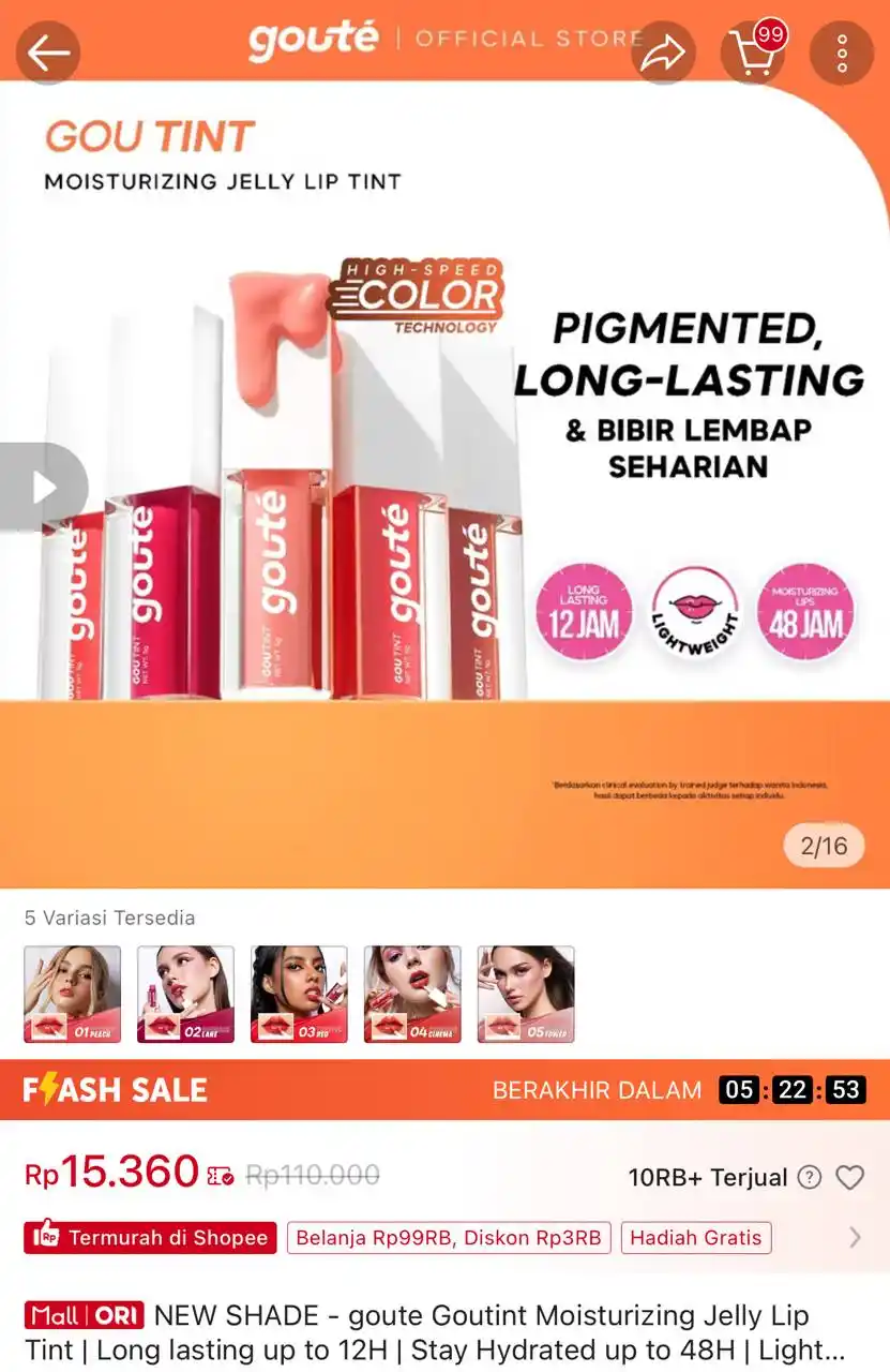 Image from Racun Shopee Receh: NEW SHADE - goute Goutint Moisturizing Jelly Lip Tint  Long lasting up...